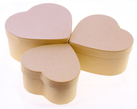 Набор коробочек из папье-маше "Сердце" 3 шт "Атекс" г. Пермь