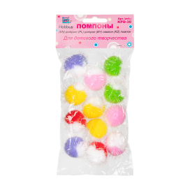 "Hobbius" KPD-30 Помпоны 30 мм 15 шт ассорти "Атекс" г. Пермь