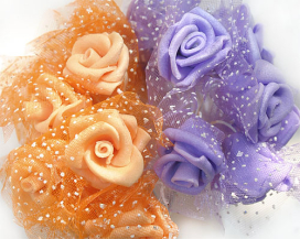 Цветы из фоамирана с вуалью "Роза" 25мм 12шт "Атекс" г. Пермь