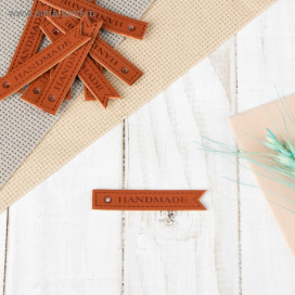 Набор нашивок из кожзам. «Hand made» 5,5 × 1 см 10 шт "Атекс" г. Пермь