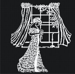 132 "Дама у окна" белый на черном 32х36 см "Атекс" г. Пермь