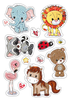 "ФРЕЯ"  ALVN-102 наклейки Кристальная мозаика (алмазная вышивка) "Веселые зверята" "Атекс" г. Пермь