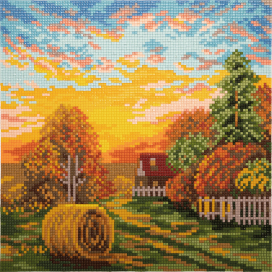 Кристальная (алмазная) мозаика "ФРЕЯ" ALVR-199 "Осенний закат" 24 х 24 см "Атекс" г. Пермь