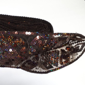 Тесьма капроновая с пайетками 50мм 18м коричневый "Атекс" г. Пермь