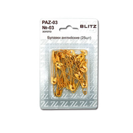 Булавки англ. "BLITZ" №03 PAZ-03 25шт золото блистер "Атекс" г. Пермь