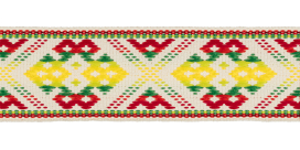 Лента жаккардовая 39 мм "Gamma" 90470 25 м отделочная, для пояса красный/зеленый/желтый "Атекс" г. Пермь