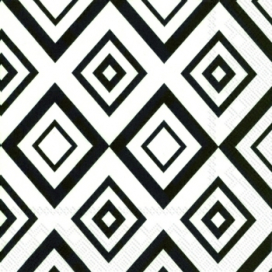 "IHR" Салфетки бумажные для декупажа, 33х33 см, IHR-534207 "Ромбы, черный/белый", упаковка 20 шт. СК "Атекс" г. Пермь