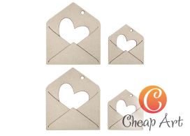 Декоративный элемент "Конверты с сердечком" 4 шт "Атекс" г. Пермь