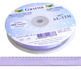 Лента атласная 12 мм (1/2") 33м ±2м двухстор. с металл. нитью AL-12M "GAMMA" "Атекс" г. Пермь