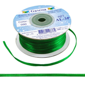 Лента атласная  3мм 91.4м (1/8") AL-3P "GAMMA" "Атекс" г. Пермь