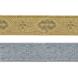 Лента жаккардовая 25 мм "GAMMA" TRJ-65 10 м отделочная (галун православный)  "Атекс" г. Пермь