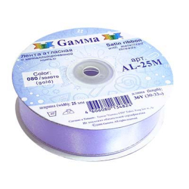 Лента атласная 25мм (1") 33м ±2м двухстор. с металл. нитью AL-25M "GAMMA" "Атекс" г. Пермь