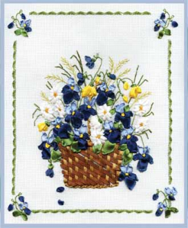 Ц-0661 "Корзина с фиалками" 23x26 см "Атекс" г. Пермь