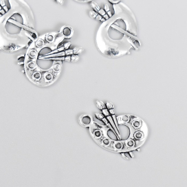 Подвеска металл "Палитра с кистями" под серебро 1,7х1,2 см 10 шт "Атекс" г. Пермь