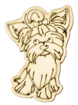 Заготовка для декорирования DMO Собачка №3 "Болонка с бантиком" 5,3 х 7,5 см фанера "Атекс" г. Пермь