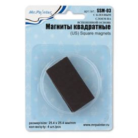 "Mr. Painter" Магниты квадратн. SSM-03 25.4 x 25.4 мм см 4 шт с клеев. слоем на вспененной основе "Атекс" г. Пермь