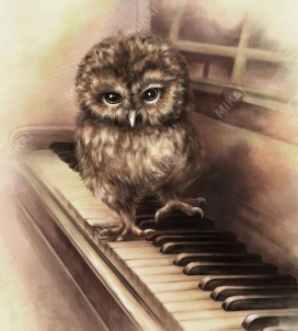 Картина по номерам на холсте GX 25846 "Совенок на фортепиано" 40х50 см  "Атекс" г. Пермь