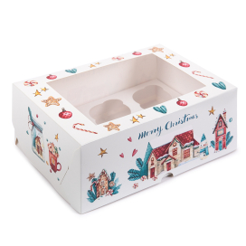 "S-CHIEF" CBC-001 Коробка под 6 капкейков с ложементом 25 x 17 x10 см Рождество "Атекс" г. Пермь