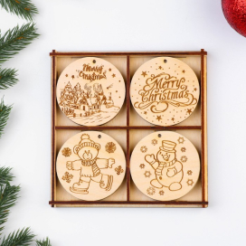 Набор для творчества новогодний "Круги с гравировкой" 12 шт "Атекс" г. Пермь