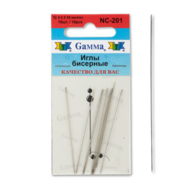 "GAMMA" Иглы бисерные NС-201 10 шт d 0.5 мм "Атекс" г. Пермь
