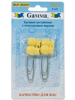 Булавки англ. с пласт. верхом "GAMMA" BUF-004 в блистере 4шт "Атекс" г. Пермь
