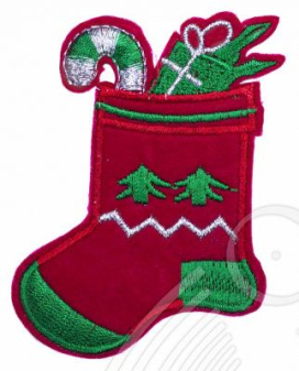 Термоаппликация S 1793 80 х 55 мм "Новогодний носок" красный "Атекс" г. Пермь