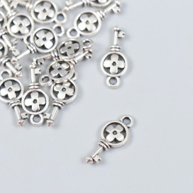 Подвеска металл "Ключик с цветком" под серебро 1,7х0,7 см 20 шт "Атекс" г. Пермь