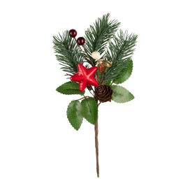 "Blumentag" VDD-53 Декоративные элементы 1 шт 17 см 01 еловая веточка с ягодками, шишкой, колокольчи "Атекс" г. Пермь