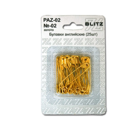 Булавки англ. "BLITZ" №02 PAZ-02 25шт золото блистер "Атекс" г. Пермь