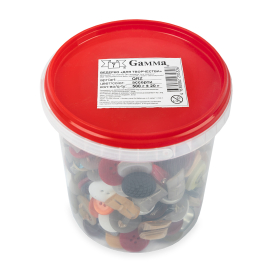 Пуговицы QRZ ведерко "для творчества" 500 г ± 20 ассорти "Атекс" г. Пермь