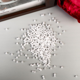 Бусины пластик "Жемчуг" d 3 мм 15 гр БЕЛЫЙ "Атекс" г. Пермь