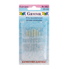 Иглы для шитья ручные "Gamma" "N-382 синельные №18-22 3 шт острые "Атекс" г. Пермь