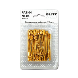 Булавки англ. "BLITZ" №04 PAZ-04 25шт золото блистер "Атекс" г. Пермь