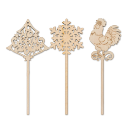 ВД-232 Украшение для торта "Hовогодний набор" фанера 20х6.5 см в наборе 3 шт "Атекс" г. Пермь