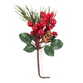 "Blumentag" VDD-134 Веточка декоративная с шишкой и ягодой 1 шт 21 см "Атекс" г. Пермь