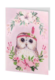 "ФРЕЯ"  ALVO-503  ноткрытка Кристальная мозаика (алмазная вышивка) "Совёнок с цветами" "Атекс" г. Пермь