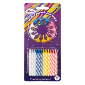 "BOOMZEE" Набор свечей для торта BCD-01 31.98 г  24 свечи и 12 держателей "Атекс" г. Пермь