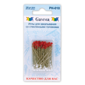 "Gamma" PH-010 Иглы для закалывания со стеклянными головками в блистере 100 шт "Атекс" г. Пермь