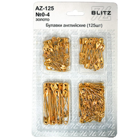 Булавки англ. "BLITZ" №0-4 AZ-125 125шт ассорти золото "Атекс" г. Пермь