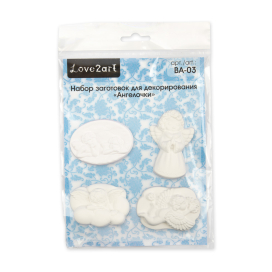 "Love2art" ВА-03 Набор заготовок для декорирования гипс 4 шт "Ангелочки" "Атекс" г. Пермь