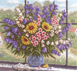 Ц-1204 "Букет с голубыми колокольчиками" 35х31 см "Атекс" г. Пермь