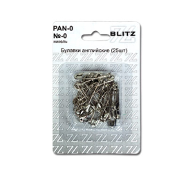 Булавки англ. "BLITZ" №0 PAN-0 25шт никель блистер "Атекс" г. Пермь