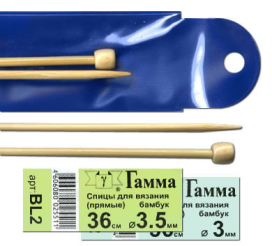 "GAMMA" Спицы прямые BL2 бамбук 36см d 3,0мм "Атекс" г. Пермь