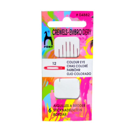 "PONY" 04882 Иглы для вышивания цветные №12, серебро/красный 6 шт. "Атекс" г. Пермь