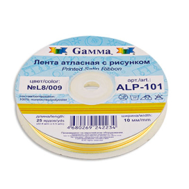 Лента атласная 10мм (3/8") 22.8м ±0.5м с рисунком ALP-101 "GAMMA" "Атекс" г. Пермь