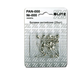 Булавки англ. "BLITZ" №000 PAN-000 25шт никель блистер "Атекс" г. Пермь