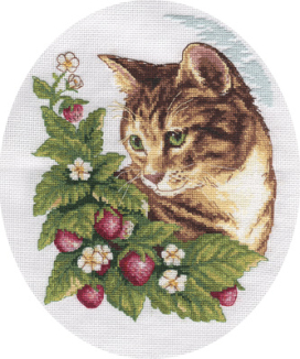 8-174 "Кошка в клубнике" 20 x 24 см "Атекс" г. Пермь