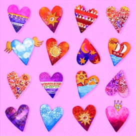 Салфетки бумажные для декупажа, 33х33 см, AH8278735 "16 сердечек", упаковка 20 шт. СК "Атекс" г. Пермь