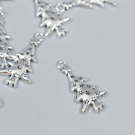 Подвеска металл "Ёлочка-завитки" серебро 2,3х1,4 см 15 шт "Атекс" г. Пермь