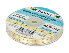 Лента атласная 10мм (3/8") 22.8м ±0.5м с рисунком ALP-102 "GAMMA" "Атекс" г. Пермь